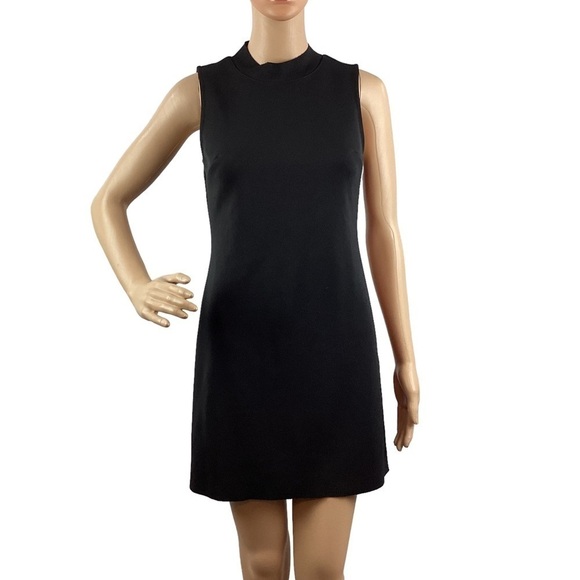 TopShop Dress Black Mini Mock Neck Size 4 Sleeveless - Picture 1 of 6